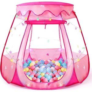 Pop Up Princess Tent with Colorful Star Lights for 1 2 3 Year Old Birthday Gift